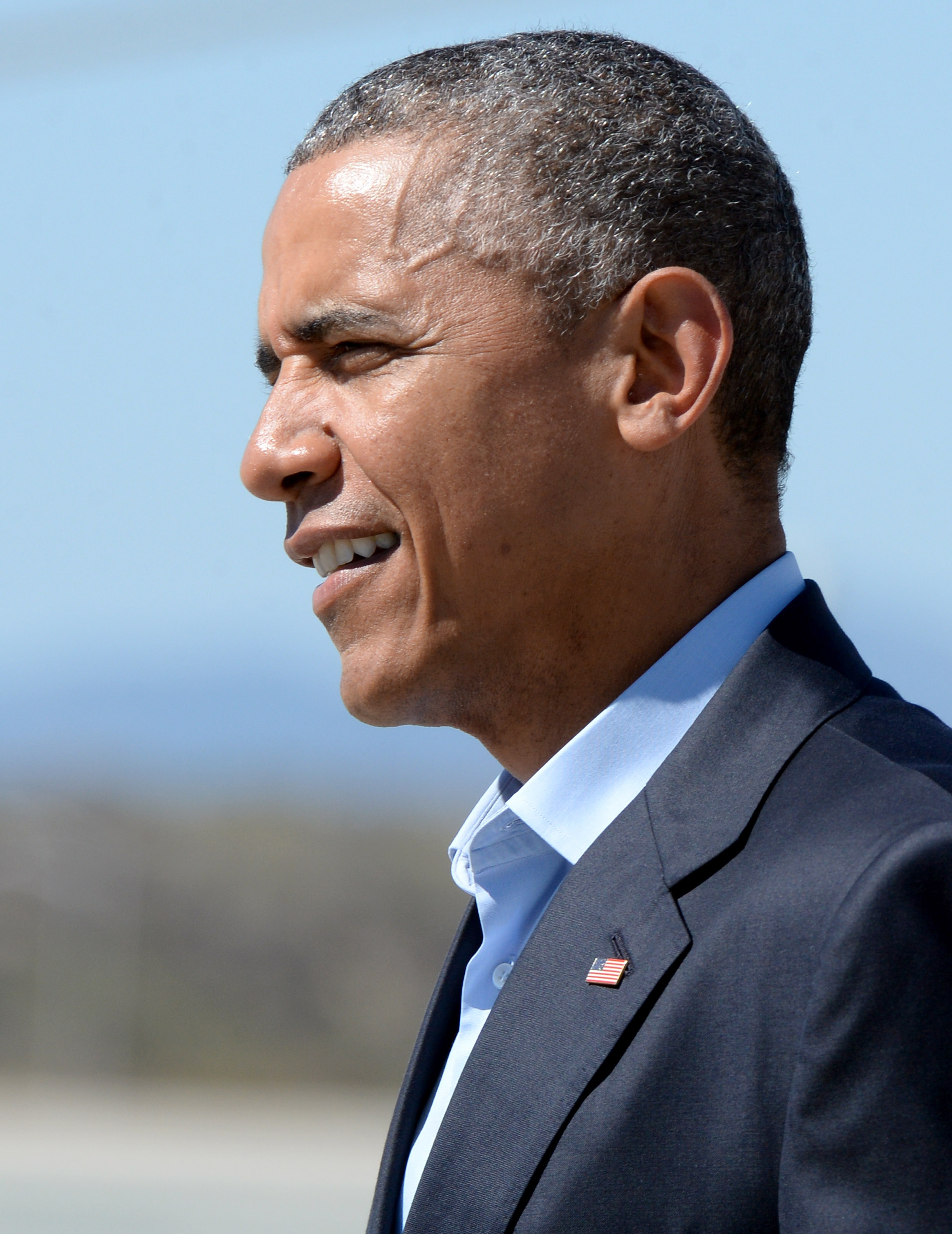 President Obama Arrives In Air Force One At LAX