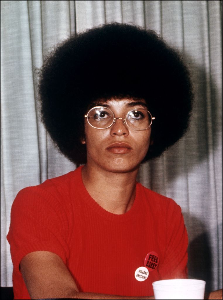 Veteran US militant Angela Davis gives a press con