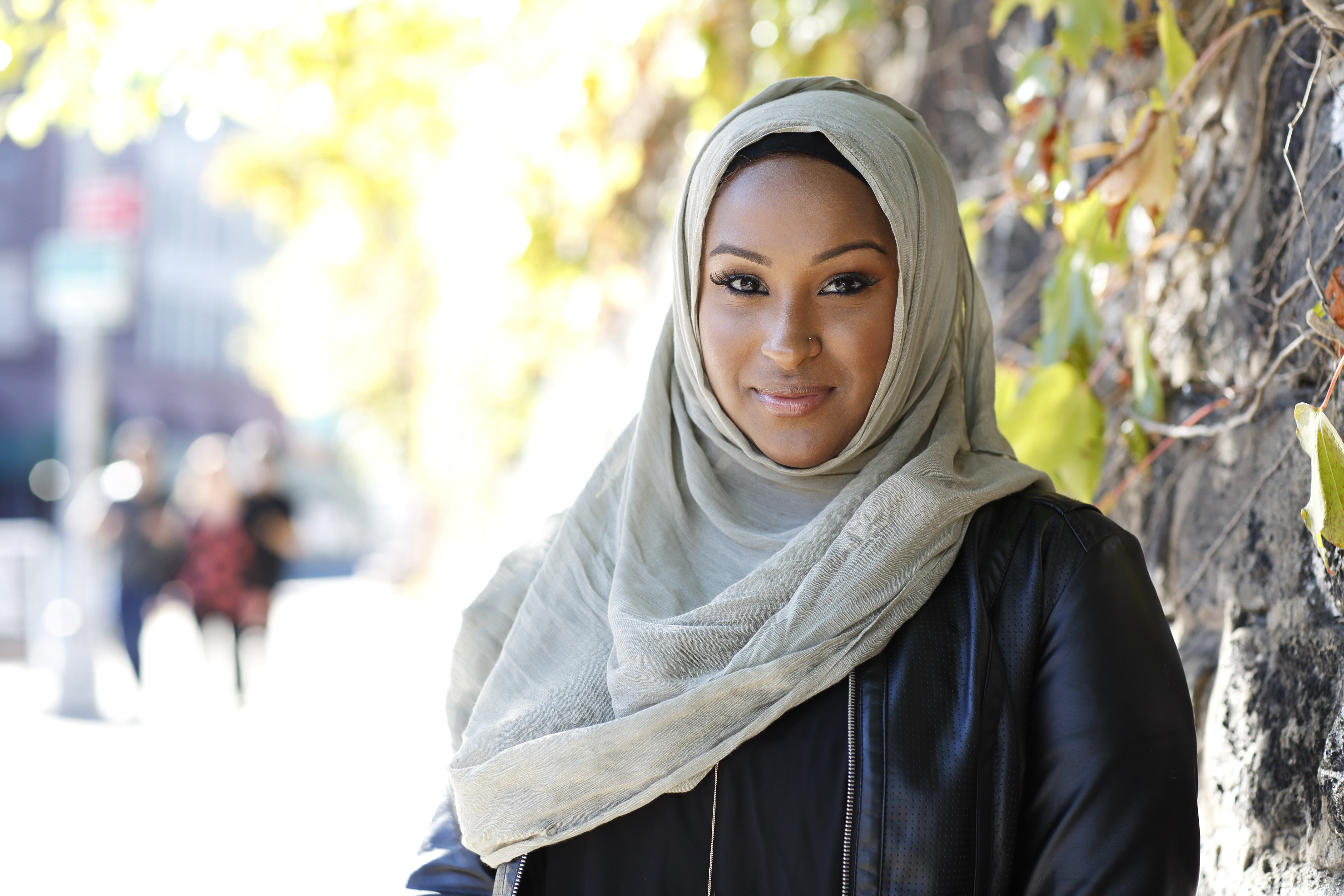 Happy, young, Muslim Female in Urban Setting