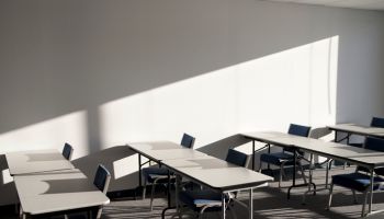 Tables and Chairs in a College Classroom