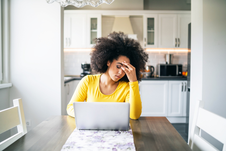 Depressed woman at home