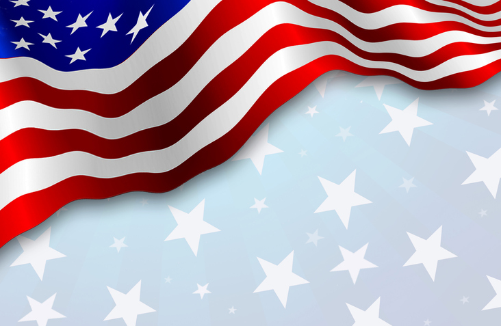 American flag, patriotic background.