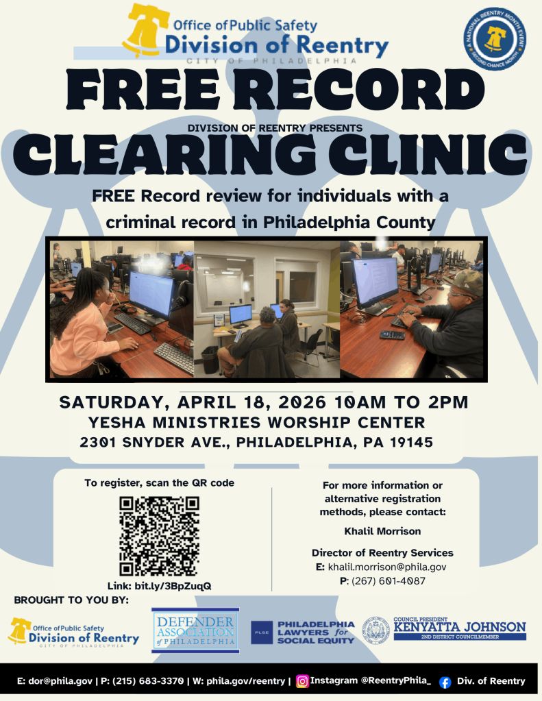 The Division of Reentry FREE record clearing clinic